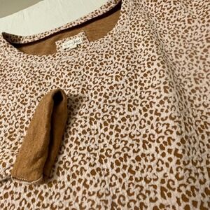 Maison Jules Women's L Leopard Print 3/4 Sleeve Pullover Top Blouse Shirt‎